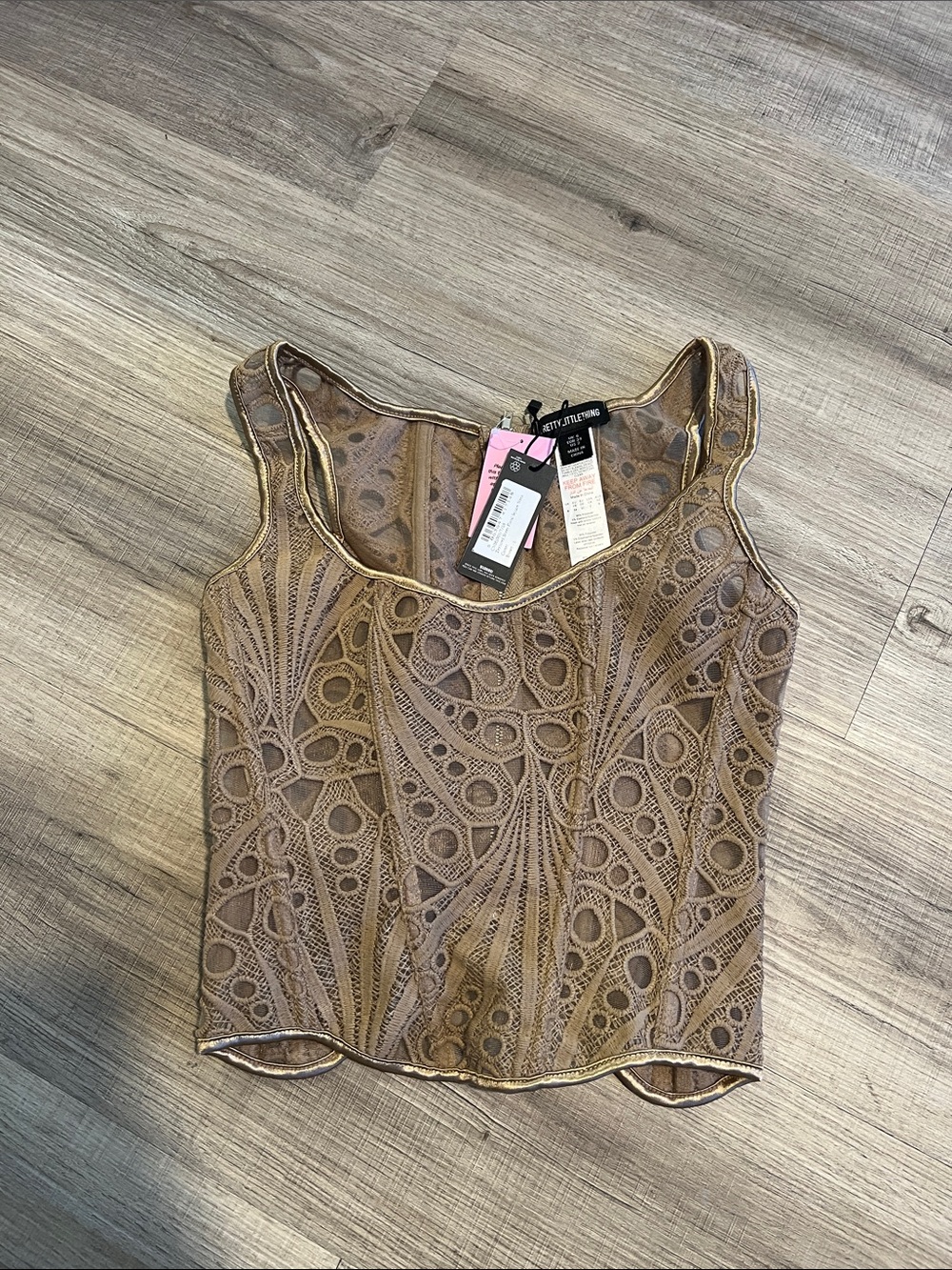 NWT PrettyLittleThing Women's Brown and Tan Corset